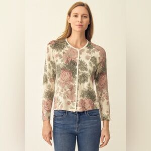 Vtg Women’s Cashmere Angora Wool Floral Cardigan Sweater Size M Coquette Cottage